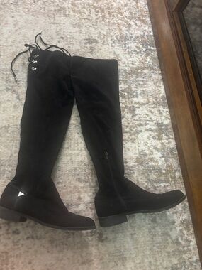 Guess Black Over-the-Knee Lace-Up Riding Boots